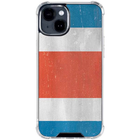 Costa Rican Flag Distressed iPhone 15 Clear Case